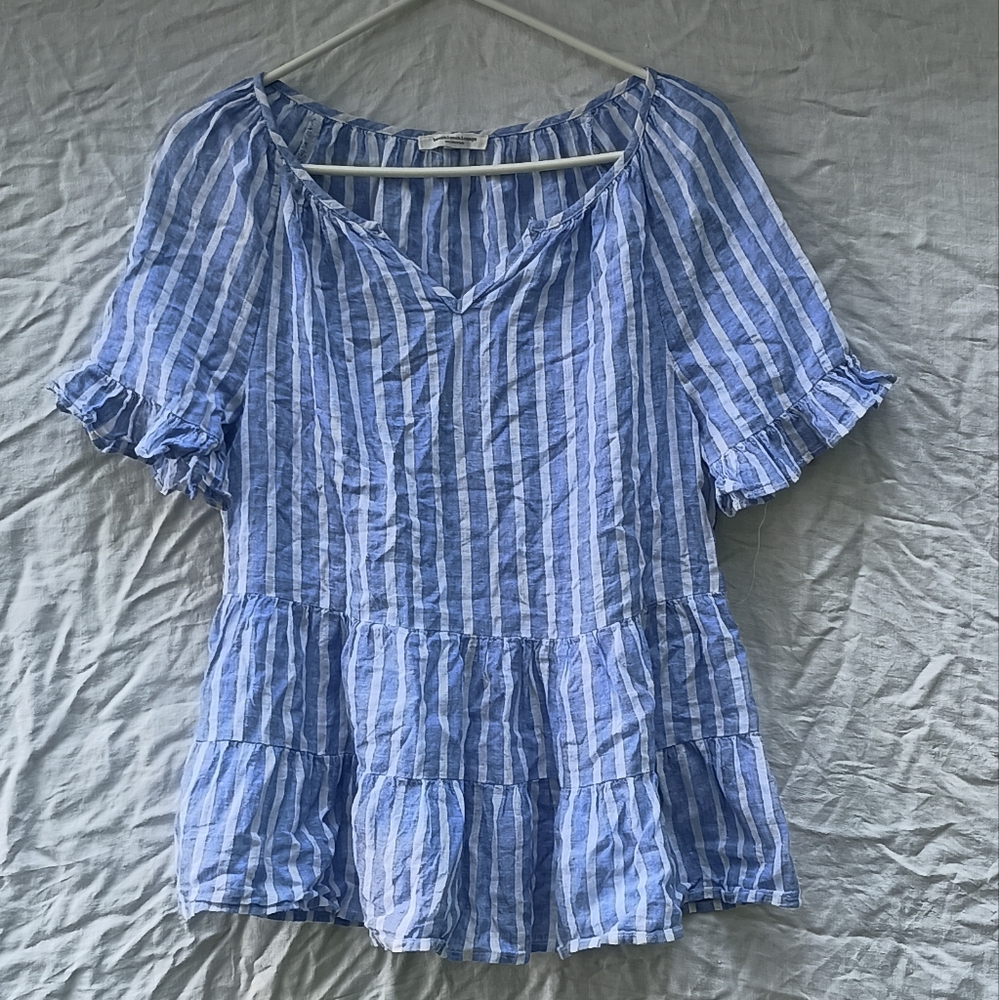 beachlunchlounge Blue and White Striped Top